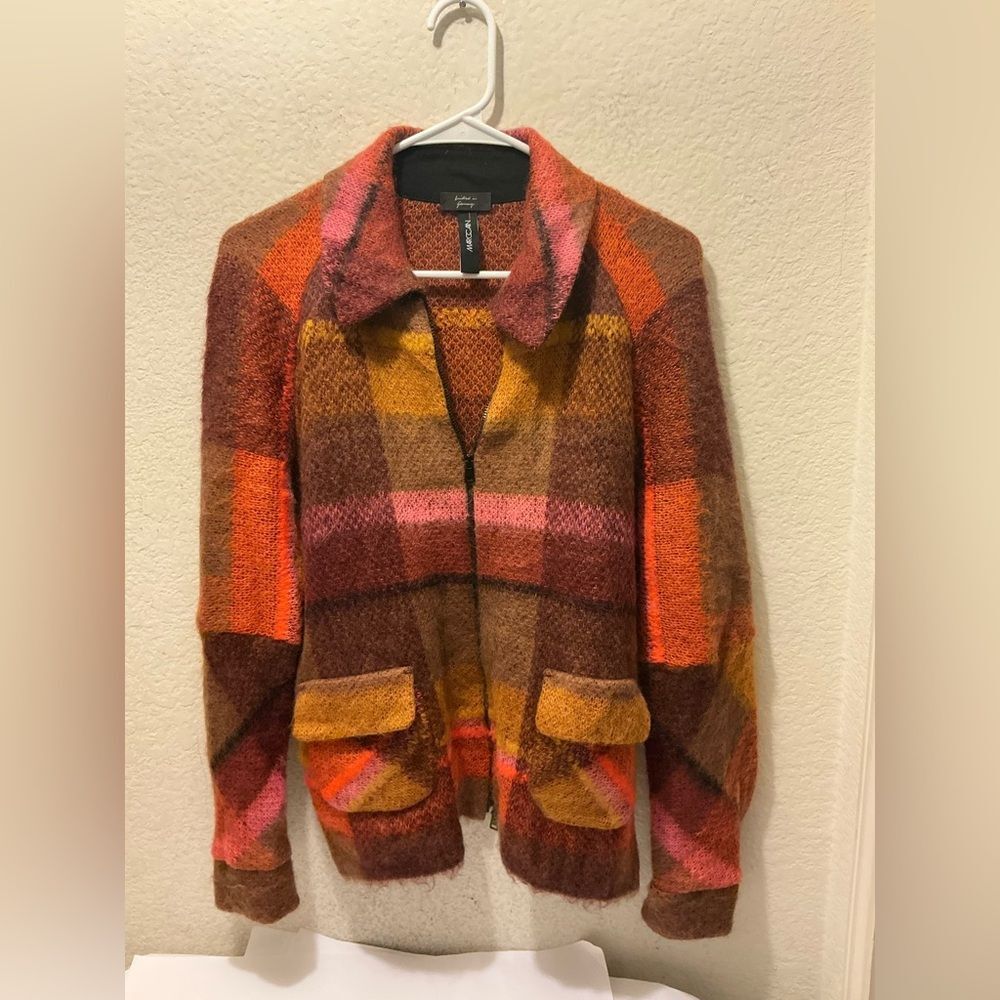 Marc Cain Multicolor Plaid Wool Blend Jacket - Orange, Brown, Pink size N1 US 4